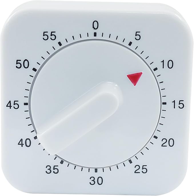 60 Minute Mechanical Kitchen Timer - Loud Alarm Visual Countdown Timer for Cooking, Baking, Homework, and Exercise - No Batteries Required(White)