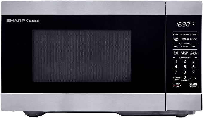 SHARP Countertop Microwave Oven with Removable 10.6" Carousel Turntable, 900 Watt, 0.9 Cubic Feet, Stainless Steel