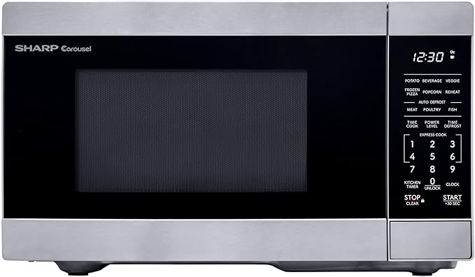 SHARP Compact Countertop Microwave Oven with Removable 10" Carousel Turntable, 700 Watt, 0.7 Cubic Feet, Stainless Steel