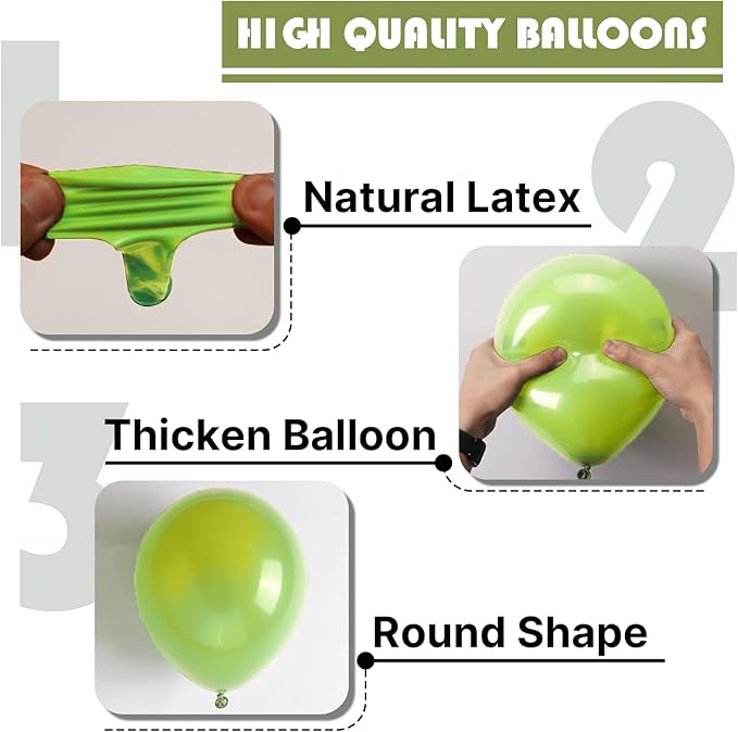 PartyWoo Lime Green Balloons 140pcs Different Sizes of 18 12 10 5 Inch Light Green Latex Balloon Arch Kit for Wedding Birthday Dinosaur Jungle Golf Football Theme Party Decorations Green-Y6