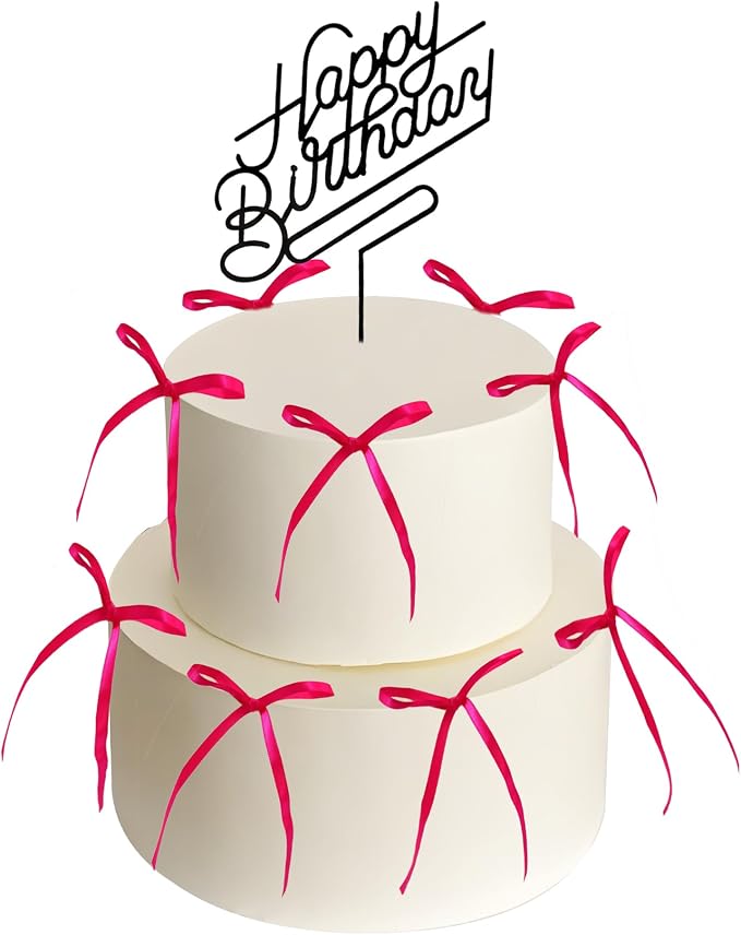 Happy Birthday Acrylic Cake Topper Birthday Party Decorations Cupcake Toppers Decorations Supplies (Black 12)