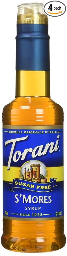 Torani Sugar Free S'mores Flavored Drink Syrup, 12.7 fl oz (Pack of 4)