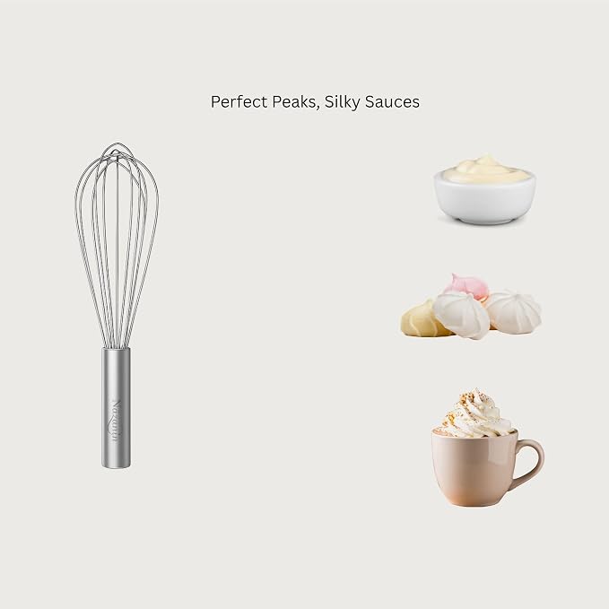 NAZANIN 3-Piece Premium Whisk Set - 304 Stainless Steel Danish Dough Whisk, Semi-Automatic Push Egg Beater, & Balloon Whisk - Professional Battery-Free Baking Tools & Bread Making Gift Set