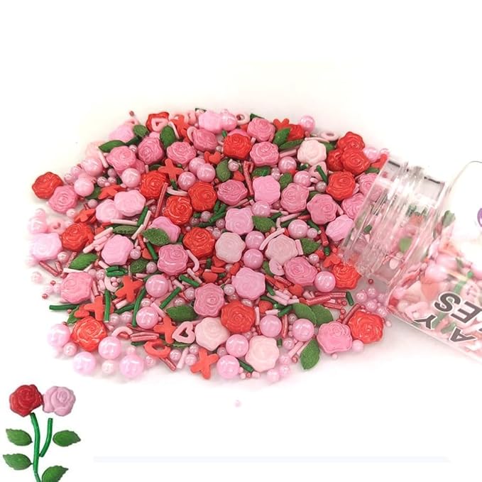 Candy Valentine's Day Rose Edible Cake and Cupcake Sprinkles Cake Topper Sprinkles Decoration Candy Cupcake Dessert Cookie Holiday