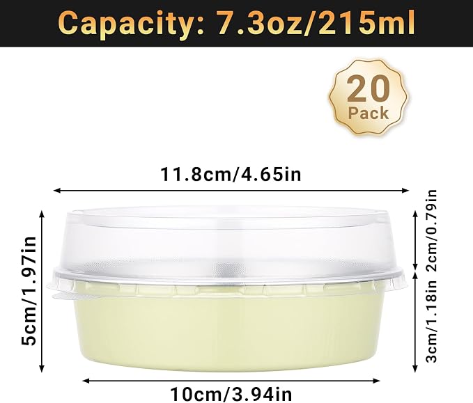 Beasea Disposable Mini Pie Tins with Lids, 20 Pack 7.3oz Aluminum Baking Foil Tins Small Round Tart Container for Individual Dessert Cupcake Muffin Cheesecake Quiche Oven Dishes - Sage Green