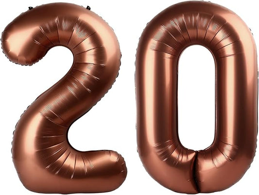 Dark Brown Number 20 Balloon 40 inch, Coffee Brown 20 Number Balloons, 20th Birthday Decorations, Chocolate 20 Year Old Girls Boys Party Supplies