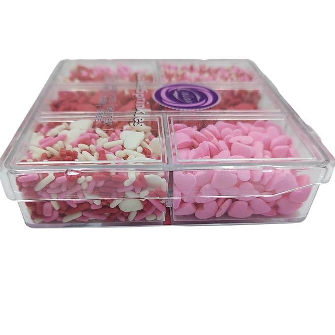 Valentines Sprinkles for Cake Decorating, Edible Pink, White and Red Heart Sprinkles for Baking, Ice Cream, Cookies, Valentines Cupcake Topper