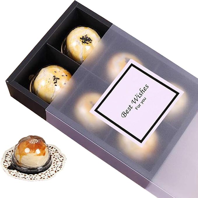 12 Packs Cupcake Boxes,Food Grade Paper Treats Gift Boxes with Inserts and Display Windows,Cupcake Containers for Baking Pastries Goodies Biscuits(6 Lattices)