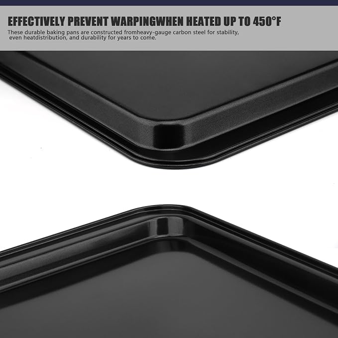 14.5” x 10” Carbon Steel Sheet Pan for Baking or Roasting, Cookie Sheets for Oven, Cookie Pastry Baking Tray, Nonstick Bakeware Pans with Grips
