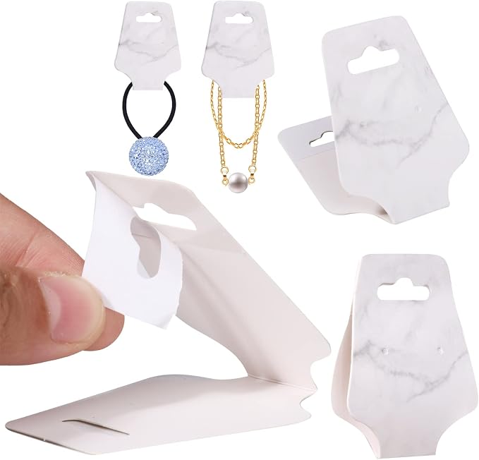 200PCS Bracelet Display Cards Necklace Holder Cards Self Adhesive Jewelry Packaging Selling Card for Small Business (Mable, 1.8x4.7 inches)