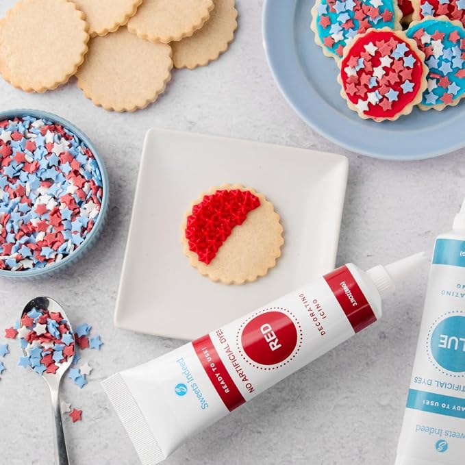 Sweets Indeed Dye Free 4th of July Star Sprinkles – Red White and Blue Patriotic Star Sprinkles with No Artificial Dyes for Baking & Decorating Cupcakes, Cookies, Cakes & Desserts – 2.96 ounces