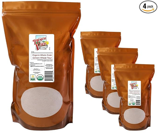 Organic Stone Ground Whole Wheat Einkorn Flour - 2lbs (Pack of 4)