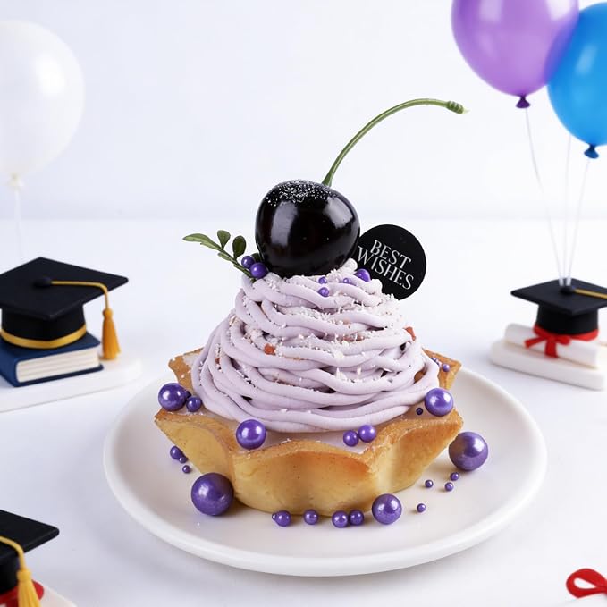 Purple Pearl Sprinkles for Cake Decorating, 4 Sizes Sugar 130g/4.6oz, Cupcake, Ice Cream, Donuts, Macaron Toppings Supplies (2mm, 4mm, 7mm, 1cm)