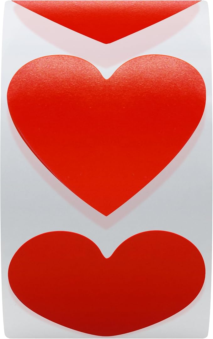 Hybsk 500pcs Red Heart Shaped Stickers 1.5 inch Labels for Party Decorations Favors Envelopes (Red)