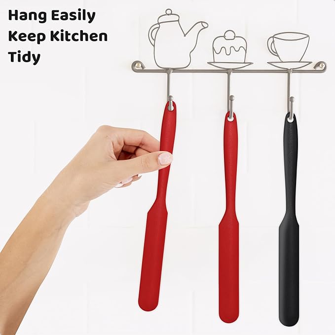 MOJOTORY Silicone Jar Scraper, 2 PCS Long Handle Spatula | Small Spatula, BPA-Free, Food Grade Silicone, Heat Resistant, Steel Core, for Peanut Butter, Baking, Scraping Jar Residue