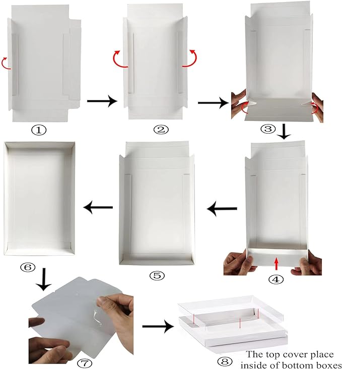 RomanticBaking 24 Pack 9 1/2" x 6" x 1 1/4" Clear White Cookie Boxes with Full Window,Bakery Cakesicle Boxes Macaron Boxes for Christmas Valentine's Halloween Easter Father's Mother's Day Wedding