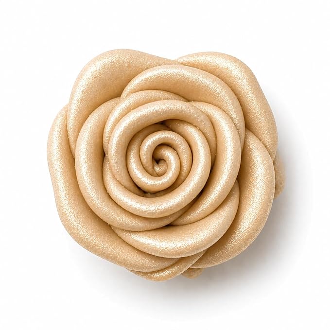 Confect Metallic Edible Champagne Gold Roses | Christmas Cupcake Toppers | Edible Flower For Cake Decorating | Pack Of 12 Edible Metallic Sugar Flowers for Cake Decorating
