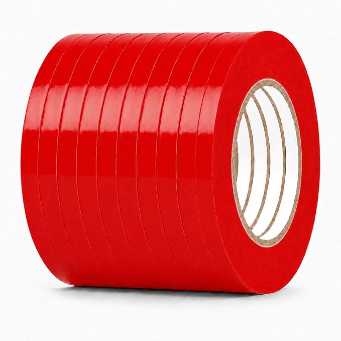GGR Supplies UPVC-24BS Red Poly Bag Sealing Tape, 1/2 Inch x 180 Yards, Bag Sealing Tape for Produce, Bakery, Candy, Food Packaging and Inventory Color Coding. Pack of 10