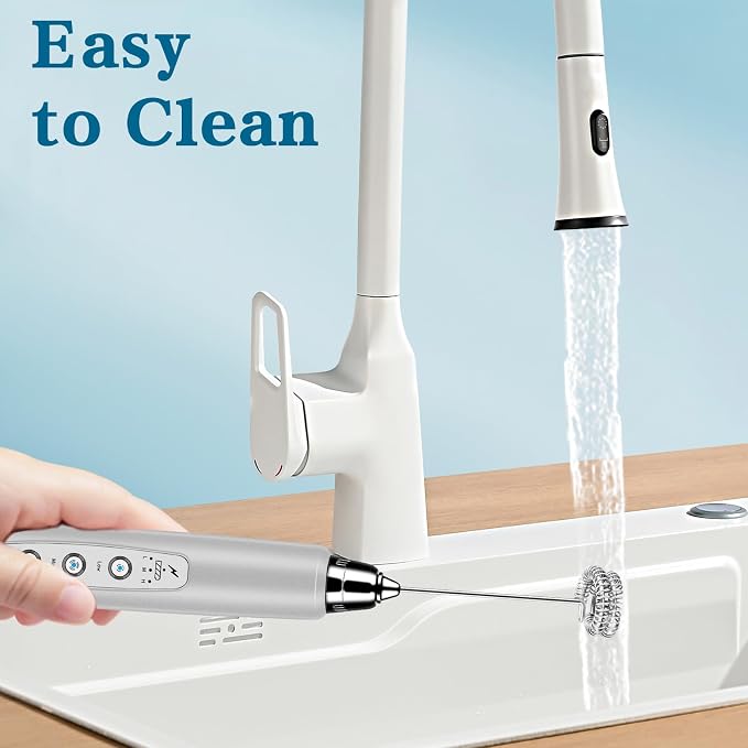 BSRGMS Milk Frother Handheld with Stand, Electric Whisk 3 Speed Adjustable, Drink Mixer with Stainless 3 Whisk, Rechargeable Hand Frother Wand, Foam Maker for Latte Cappuccino Hot Chocolate Egg Silver