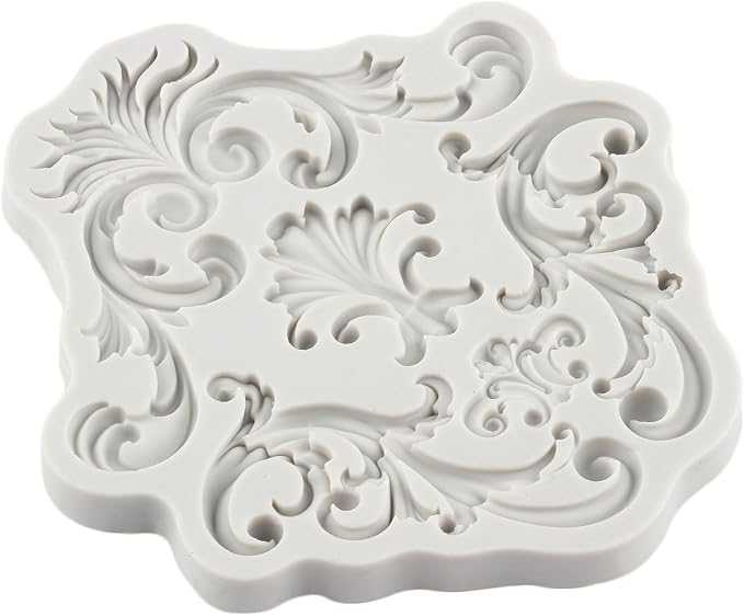 Baroque Fondant Silicone Molds Relief Flower Lace Chocolate Mold Scroll Lace Clay Mold Filigree Mold 3D Sculpted For Sugar Cake Decorating Cupcake Topper Gum Paste Candy Polymer Clay