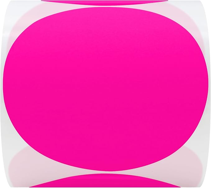 Hybsk Round Color Coding Circle Dots Labels Warehouse Inventory Organizer Stickers (4 inch, Fluorescent Pink)