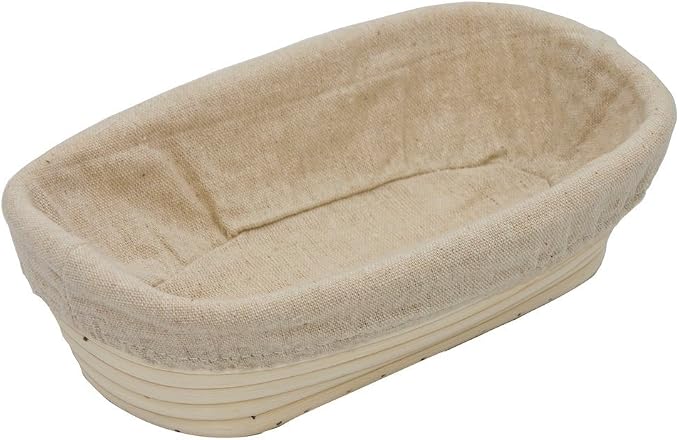BetterJonny 9 inch Rectangle Banneton Bread Proofing Basket, Artisan Bread Dough Proofing Rattan Basket +Liner Combo for Professional and Home Bakers