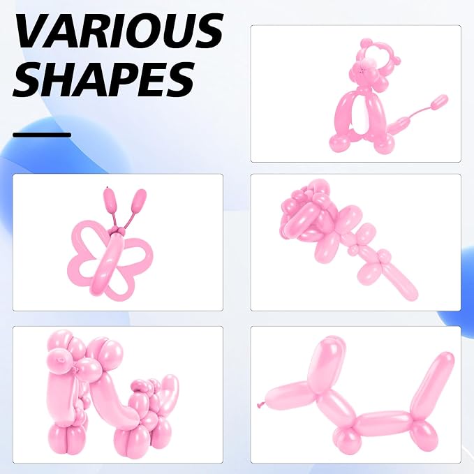 260 Pink Balloons - 50pcs Long Balloons for Arch & Animals Kit