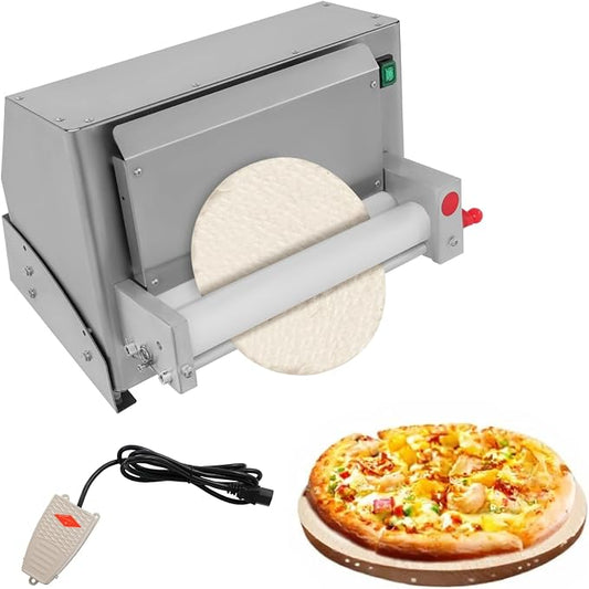 3-12" Automatic Commercial Dough Roller Sheeter, Automatic Pizza Press Shaping Machine with Adjustable Thickness (1-5.5mm), 450W Electric Pizza Dough Machine for Pizzerias Restaurants Cake Shops