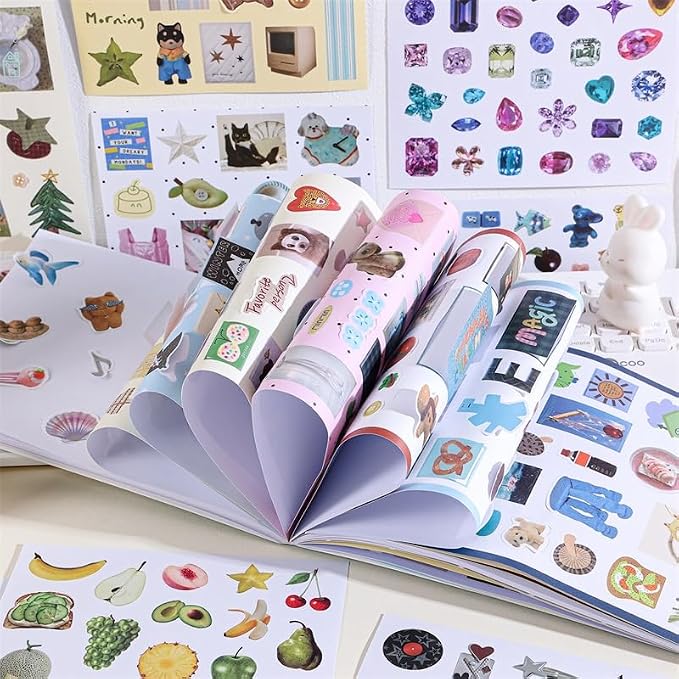Girl's Korean Sticker Book, Food and Daily Life Theme - 1300+ Cute Dream Style Foodie Stickers, for DIY Scrapbooking Journaling Handbook Decoration Vintage