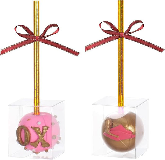 RomanticBaking 150 Pack 1 3/4" x1 3/4"x2"Clear Cake Pop Boxes with Holes - Chocolate Truffle & Gift Boxes for Parties, Weddings & Birthdays