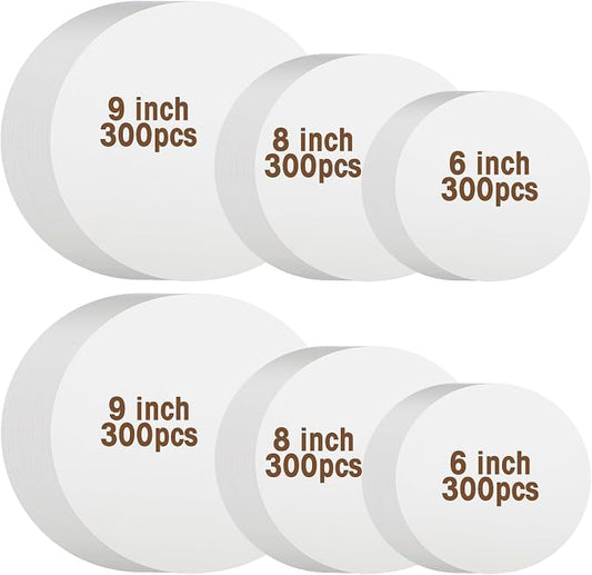 Reallnaive 900 Pcs Parchment Paper Rounds 6, 8, 9 Inch Non Stick Baking and Unbleached Parchment Circles for Baking Round Sheets Liners, Toaster Oven Round Cake Springform Pan(White)