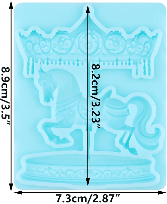 Carousel Fondant Mold Carousel Silicone Chocolate Mold for Cake Decorating Cupcake Topper Chocolate Candy Gum Paste Polymer Clay