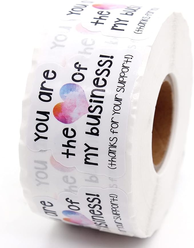 Littlefa Cute Thank You Sitcker,You Are the Heart of My Business Stickers for Small Business Shipping Mail Package Packing 500 PCS