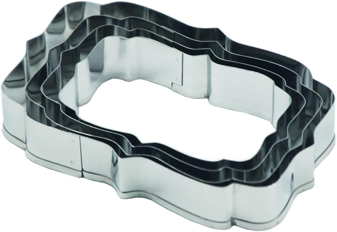 Plaques Cookie Cutters Set, 4 PCS Set Frame Shaped Stainless Steel Molds for Cookies,Biscuit,Vegetable,Fruit,Baking Pastries Doughs (Style 02)