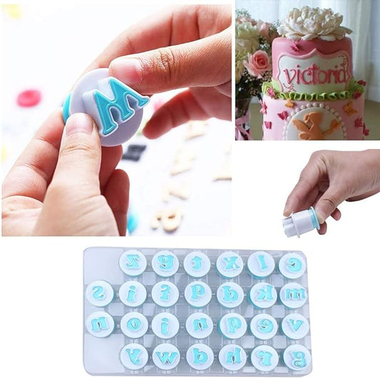 26PCS/Set Cookie Stamp Impress Cookie Cutters Alphabet Letter and Number Cake Biscuit Mold Letter Shape DIY Cookie Biscuit Alphabet Cake Tool Embosser Cutter (Lower Case Shape)