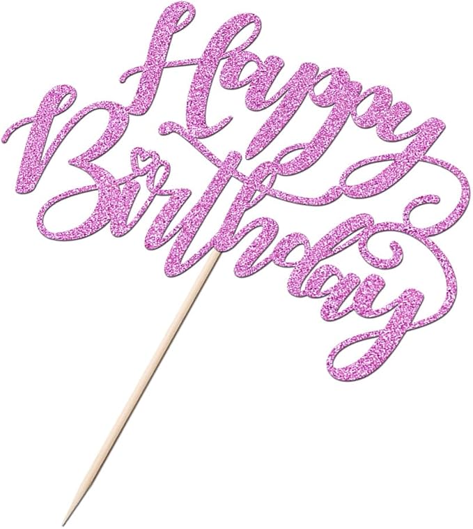 Handmade Glitter Happy Birthday Cake Topper,Birthday Party Cake Decorations, Anniversary/Birthday Party Decoration Supplies (Purple)