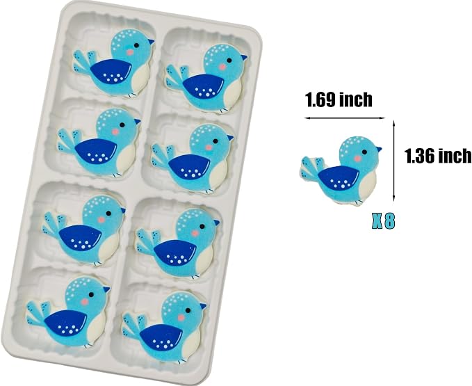 Edible 8 pieces Big Bird cake decorations, perfect Birds cupcake toppers Icing Cookies decro for Spring Valentine's Day Birthday Halloween Thanksgiving Christmas party Team Dinner