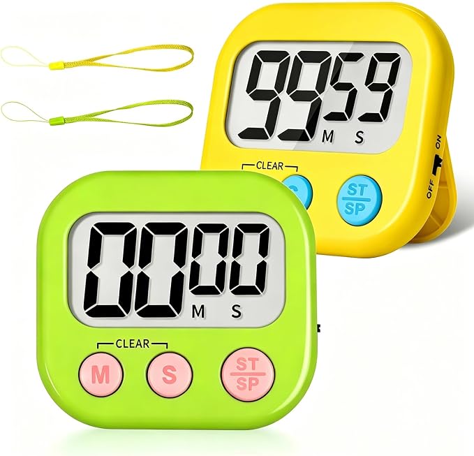 ZILLEEN Classroom Timer for Kids Teachers 2 Pack Digital Timers, Green & Yellow