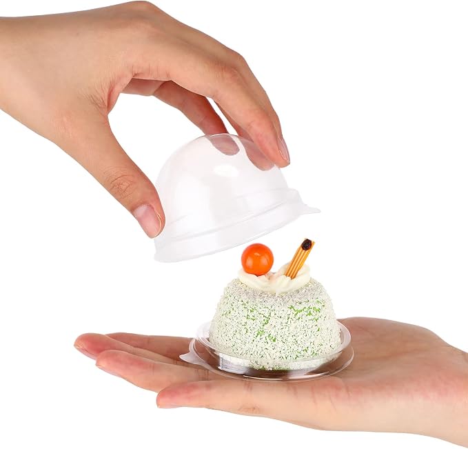 Patelai 150 Pcs Clear Plastic Mini Cupcake Container, Mini Cupcake Box Muffin Dome Muffin Single Container Box for Wedding Birthday Cheese Pastry Dessert Cake (Clear)