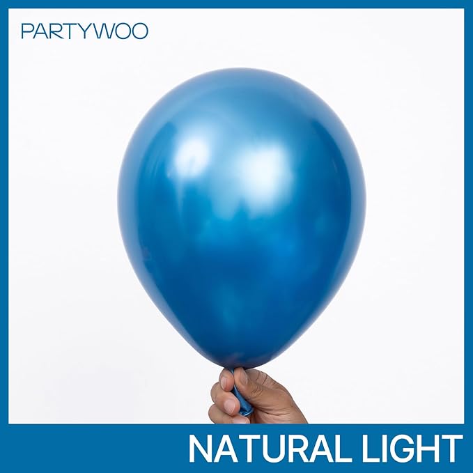 PartyWoo Metallic Blue Balloons 140pcs Different Sizes of 18 12 10 5 Inch Chrome Blue Latex Balloons for Graduation Wedding Baby Shower Wedding Bachelorette Birthday Party Decorations Blue-G106