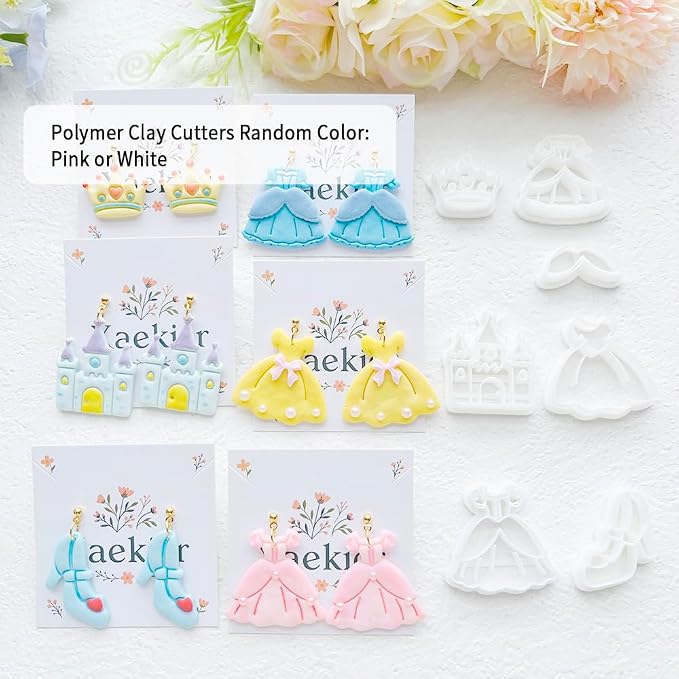 12-Piece Fashion & Castle Theme Clay Cutters Set - Princess Dress, Crown, Shoe & Castle Shape Craft Stencils for DIY Modeling Compound, Polymer Clay Art, and Earring Making Supplies