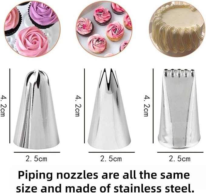 Cake Decorating Kit, 120 Pcs Piping Bags and Tips Set | ZjenNbecoHpave 120 Pcs Cake Decorating Kit, Stainless Steel Piping Bags and Tips Set, Icing Frosting Supplies for Baking