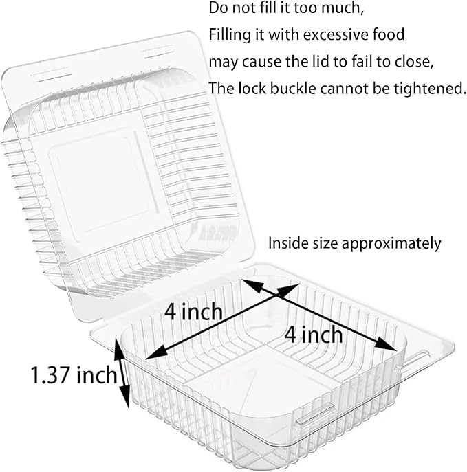 Axe Sickle 200 Count Clear Plastic Hinged Take Out Containers Clamshell Takeout Tray Food Clamshell Containers Outside Diameter for Dessert, Snacksetc, Cakes Slice, Cookies, Salads