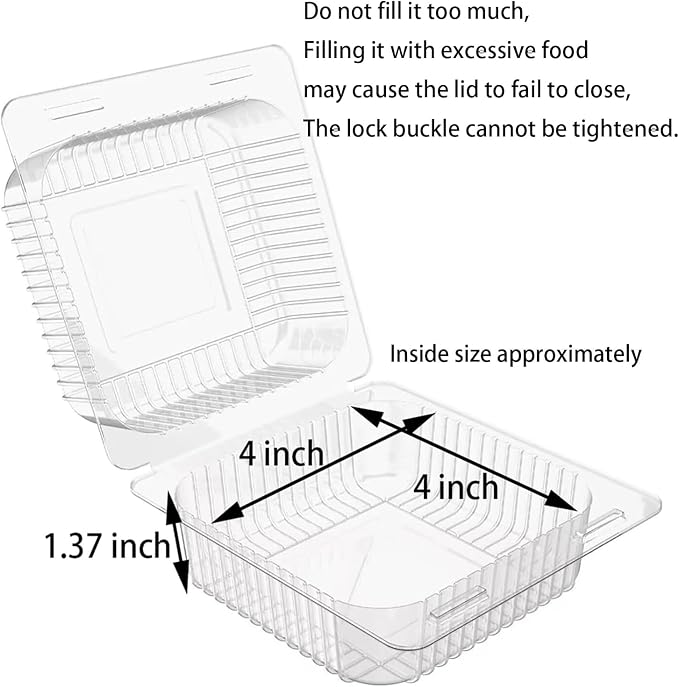 Axe Sickle 300 Count Clear Plastic Hinged Take Out Containers Clamshell Takeout Tray Food Clamshell Containers Outside Diameter for Dessert, Snacksetc, Cakes Slice, Cookies, Salads