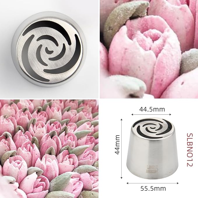 1 Piece Stainless Steel XXL Russian 3 Petals Rose Flower Icing Tips,Marshmallow Craft Piping Nozzles,Pastry Frosting Russian Piping Tips,Flower Frosting Nozzles for Decorating