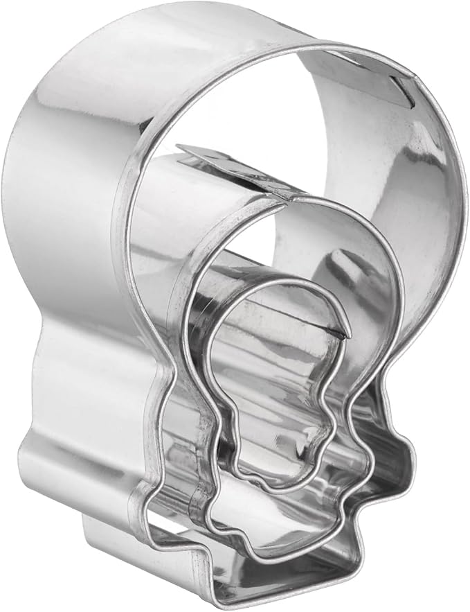 HARFINGTON 3Pcs Snowman Cookie Cutters Set Assorted Sizes Stainless Steel Christmas Winter Holiday Cookie Cutters Biscuit Mould for Pastry Fondant Cake Cookie