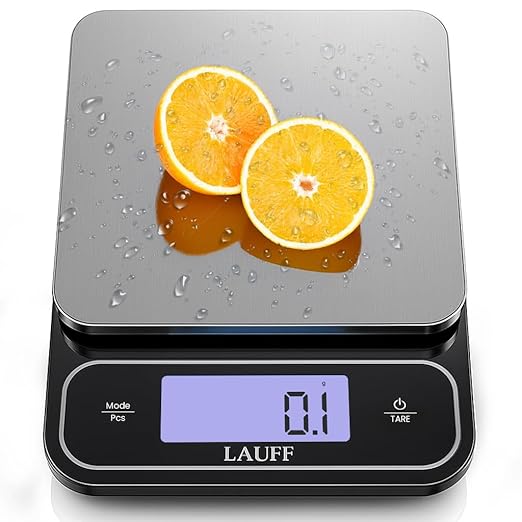 Lauff Digital Food Scale, Weighs Scale, Kitchen Scales, Food Scales messaures in Grams and Ounces with 0.01oz/1g Precise, Waterproof Kitchen Scale for Baking & Meal Prep with LCD Display (0.1g/5KG)