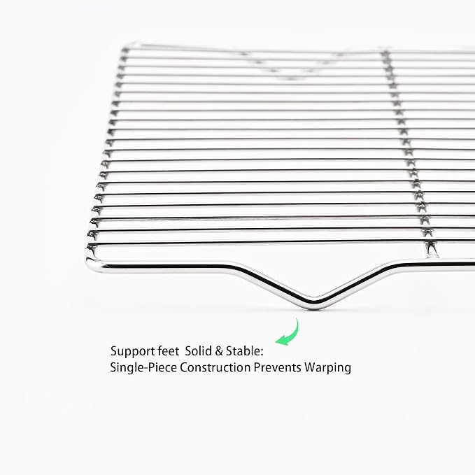 2-Pack Cooling Racks for Baking, 10x15 Inch Heavy Duty Stainless Steel Wire Cookie Rack Fits Half Sheet Pan, Oven Safe Cooling Rack Set, Dishwasher Safe & Non-Toxic