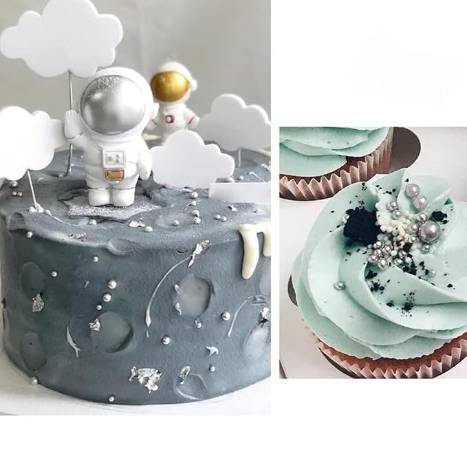 Edible Silver Sugar Pearls Candy Sprinkles 120G/ 4.23Ounce Baking Cake Sprinkles Cupcake and Cake Topper Cookie Decorations Wedding Party Valentines Halloween Christmas Supplies