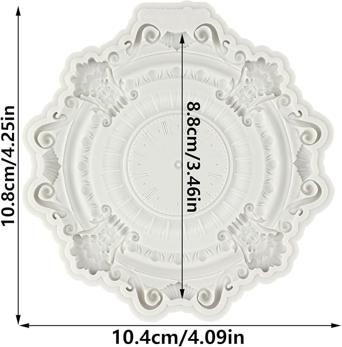 Baroque Fondant Molds Steampunk Clock Silicone Mold for Sugar Craft Cake Decorating Chocolate Cupcake Topper Candy Polymer Clay Gum Paste